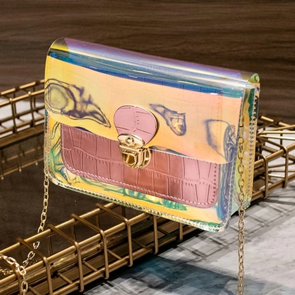 Holographic chain crossbody bag